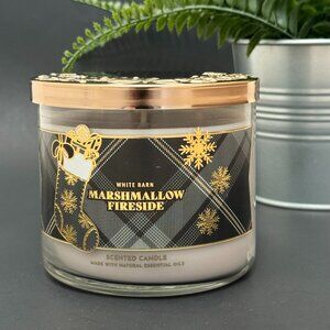 BBW Marshmallow Fireside White Barn Bath & Body Works 3 Wick Candle